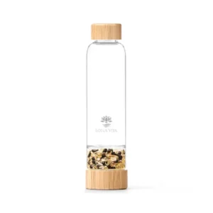 Glastrinkflasche mit Edelsteinen