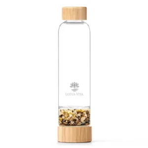 Glasflasche zum Trinken mit Edelsteinen