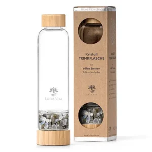 trinkflasche mit edlen kristallsteinen