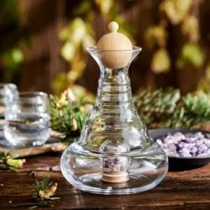 Aladin Glaskaraffe mit Edelsteinen und Holzdeckel