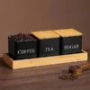 schwarze aufbewahrungsbox zucker kaffee tee