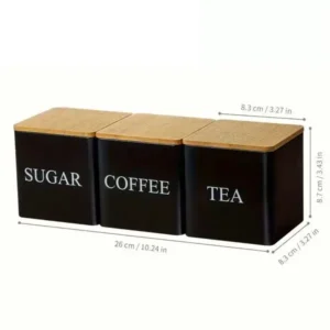 Alternative view of Schwarze 3er-Set Aufbewahrungsbox für Tee, Kaffee & Zucker "Storage-Noir"