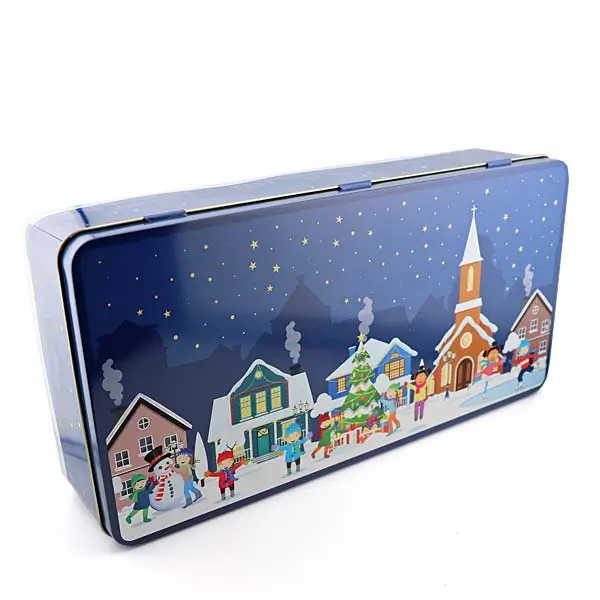 blaue weihnachtsdose eckig