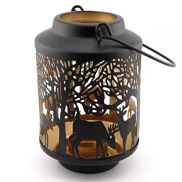 Stimmungsvolle Laterne mit Waldtieren in Goldoptik "Nature-Lia"