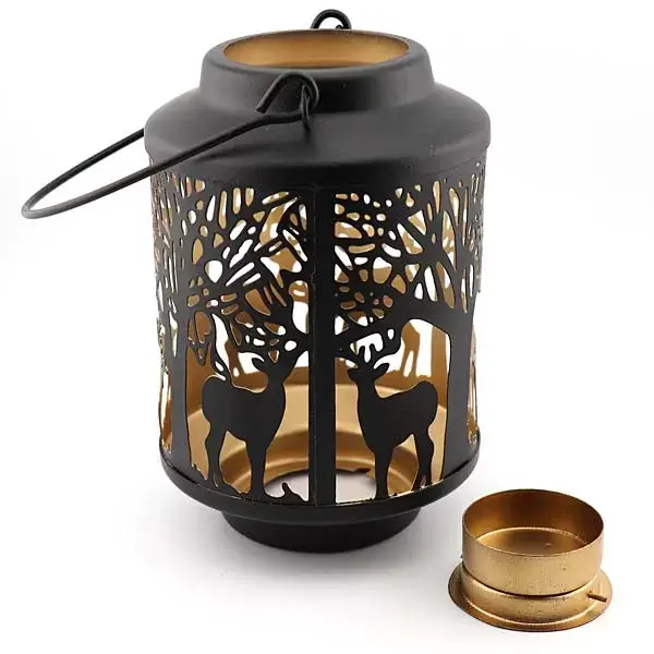 Stimmungsvolle Laterne mit Waldtieren in Goldoptik "Nature-Lia" – Bild 2