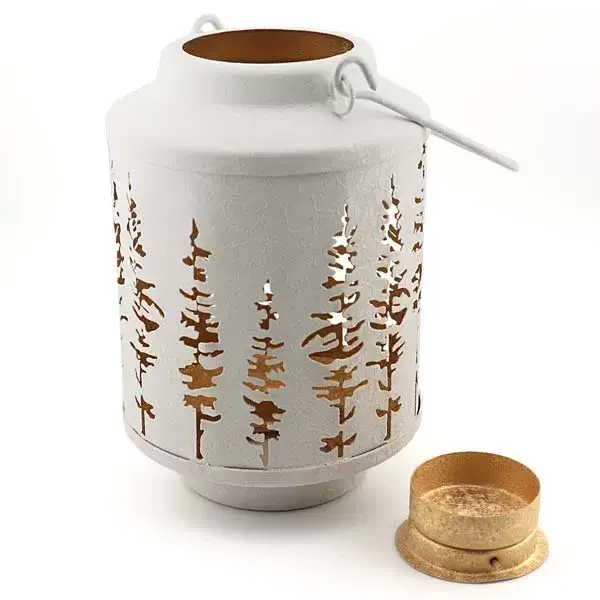 Winterliche weisse kleine Laterne für Teelichter "Frost-Lina" – Bild 2