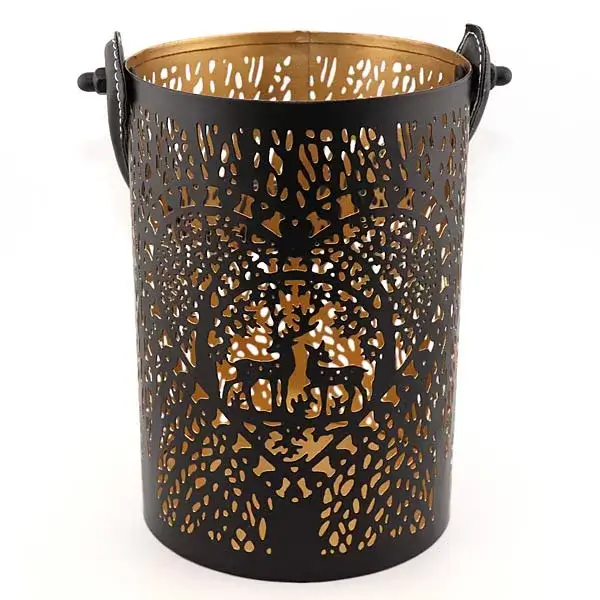 windlichtlaterne schwarz mit tieren