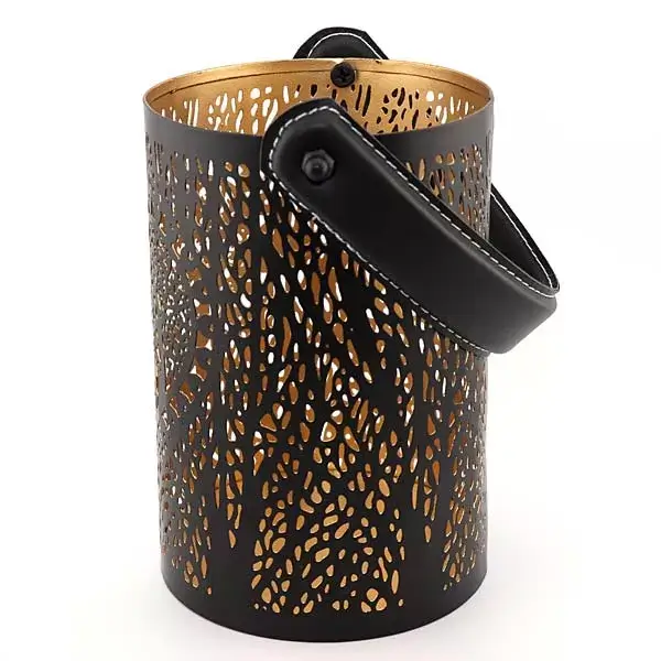 Edle Windlichtlaterne Schwarz für Teelicht mit Tieren "Forest-Noa" – Bild 2