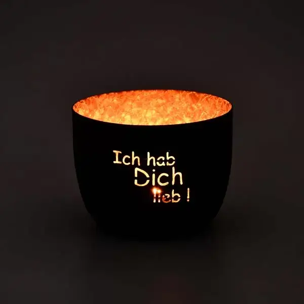 Edles Windlicht Geschenk Liebe in Schwarz-Gold "Heart-Liva" – Bild 2