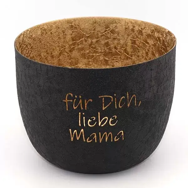 Windlicht Mama Geschenk schwarz gold