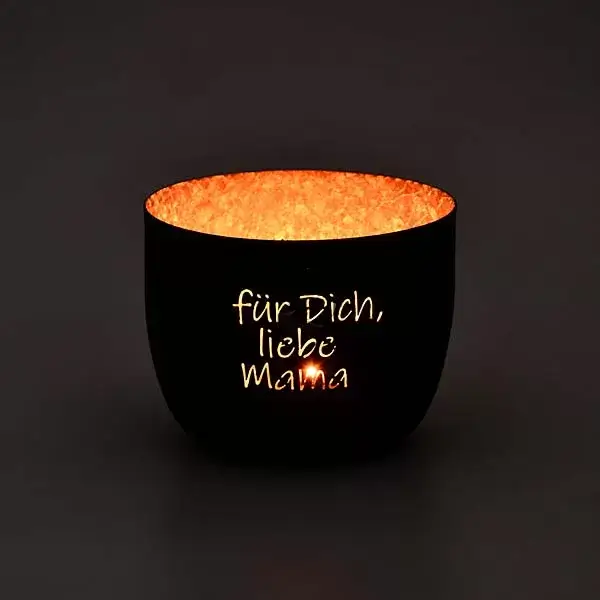 Liebevolles Windlicht Mama Geschenk Schwarz-Gold "For Mama" – Bild 2